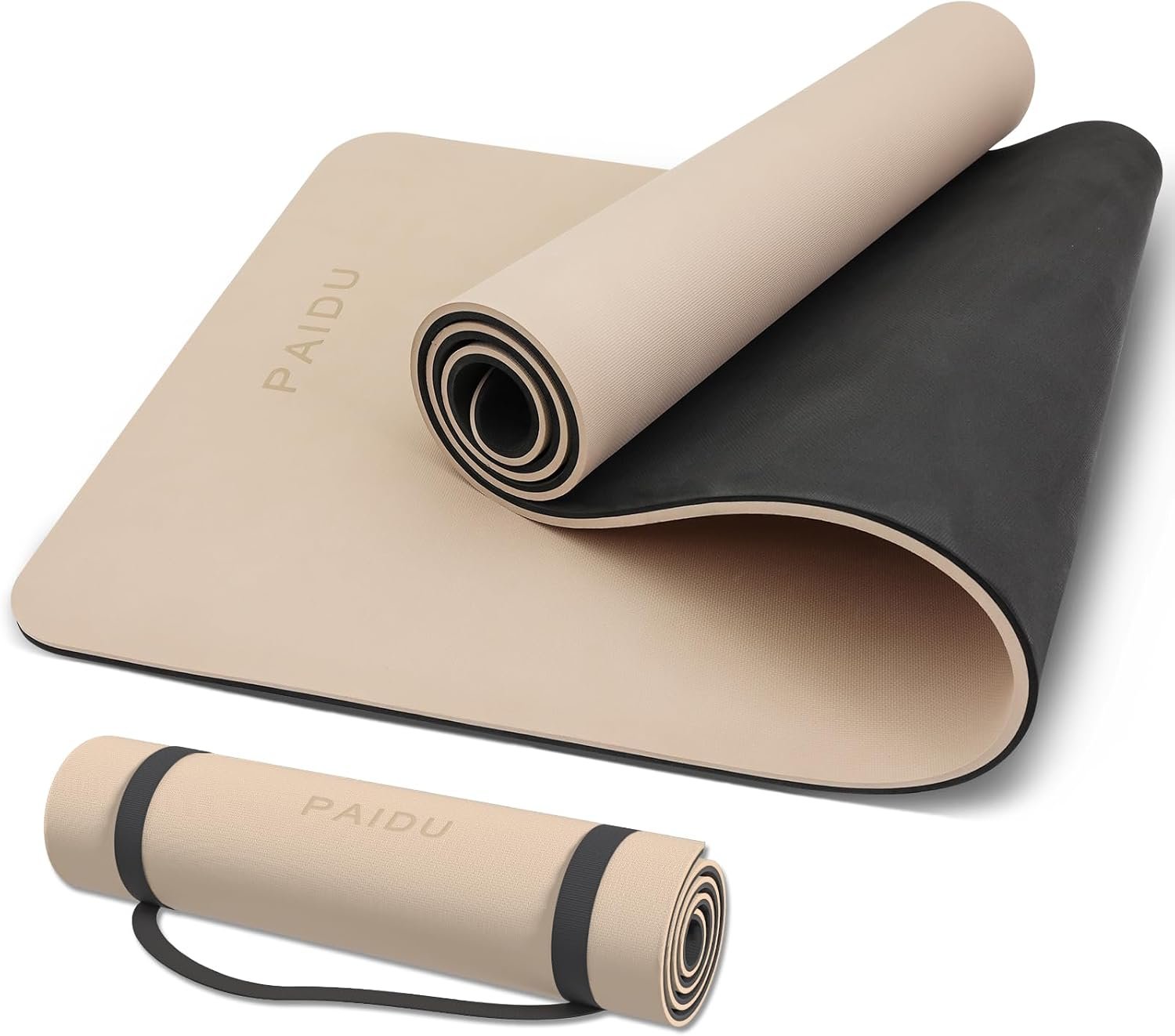 PAIDU POE Yoga Mat （10mm）Extra Thick Fitness Mat 72″x24″ with Carry Strap | Non-slip, tear-resistant and suitable for all ages, perfect for yoga, Pilates, home gym and full-body workouts.
