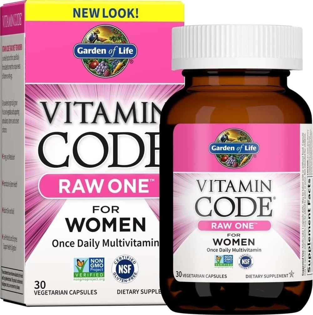Garden of Life Multivitamin for Women, Vitamin Code Raw One for Women, Once Daily Women’s Multi – 30 Capsules, One a Day Vitamins Whole Food Iron, Probiotics for Womens Health, Gluten Free Vegetarian