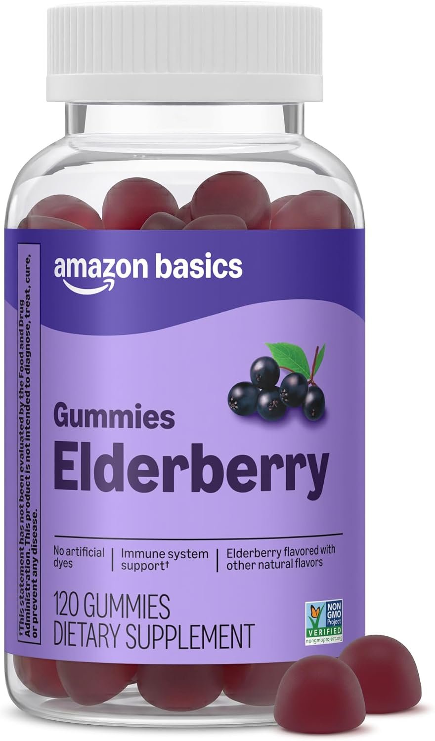 Amazon Basics Adult Elderberry 50 mg Gummy, 120 Count