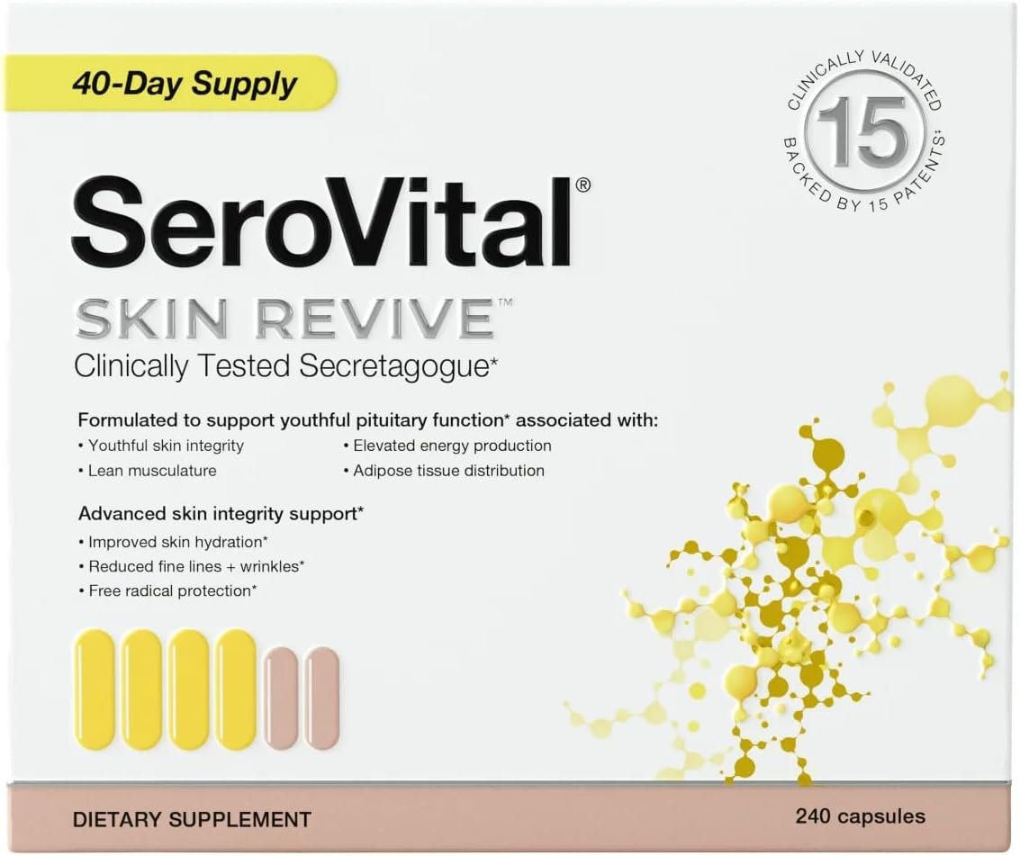 Serovital Skin Revive – Anti-Aging Supplement for Women – Supports Skin Hydration, Energy, Immune Health & Fine Line Reduction – 240 Capsules – 40-Day Supply