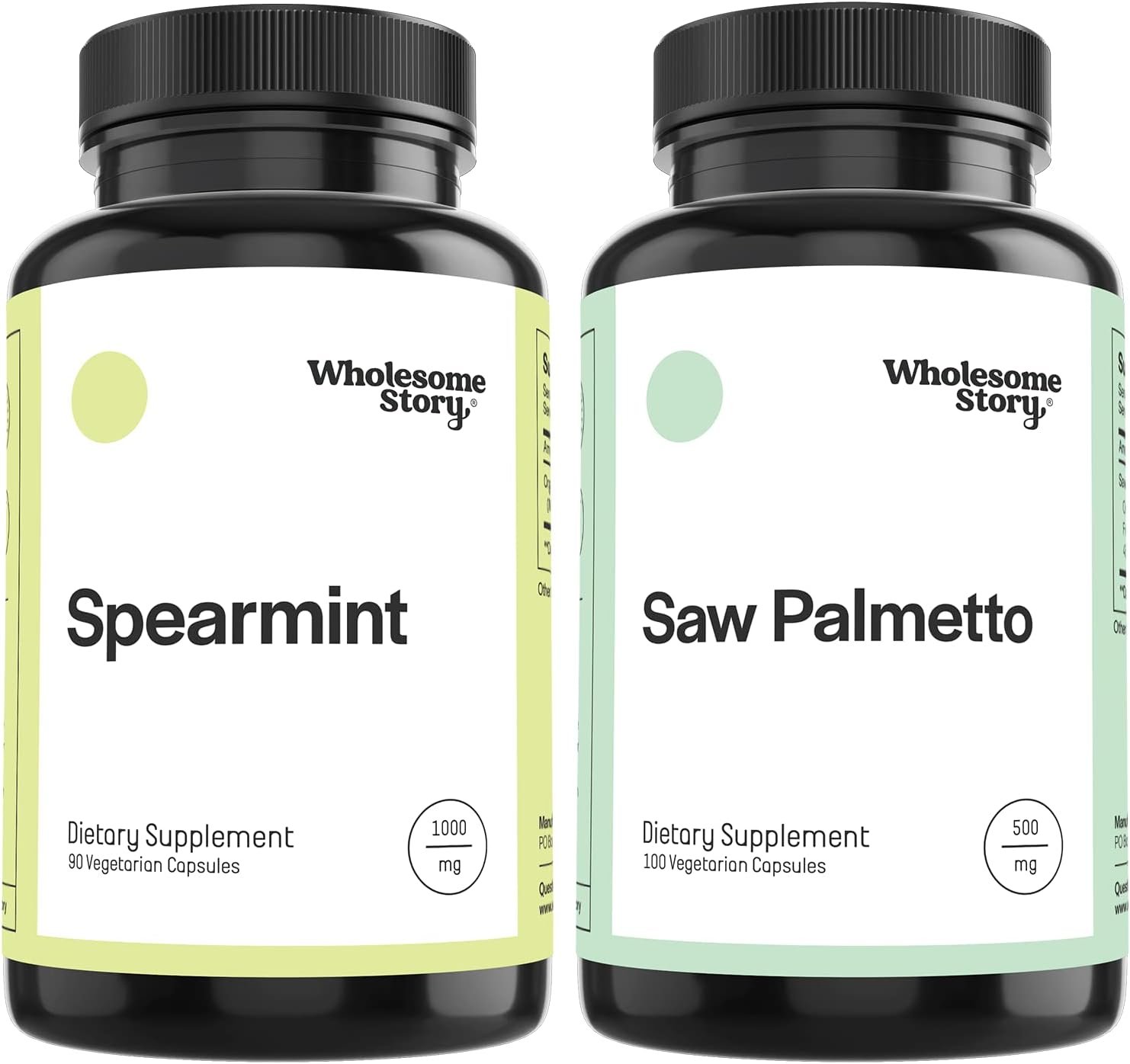 Organic Spearmint + Saw Palmetto | Organic Spearmint Capsules & Saw Palmetto for Women Bundle Supplement | Hormonal Balance Support | Supports Hair, Skin, and Nail Health | 30 & 100 Day Supply