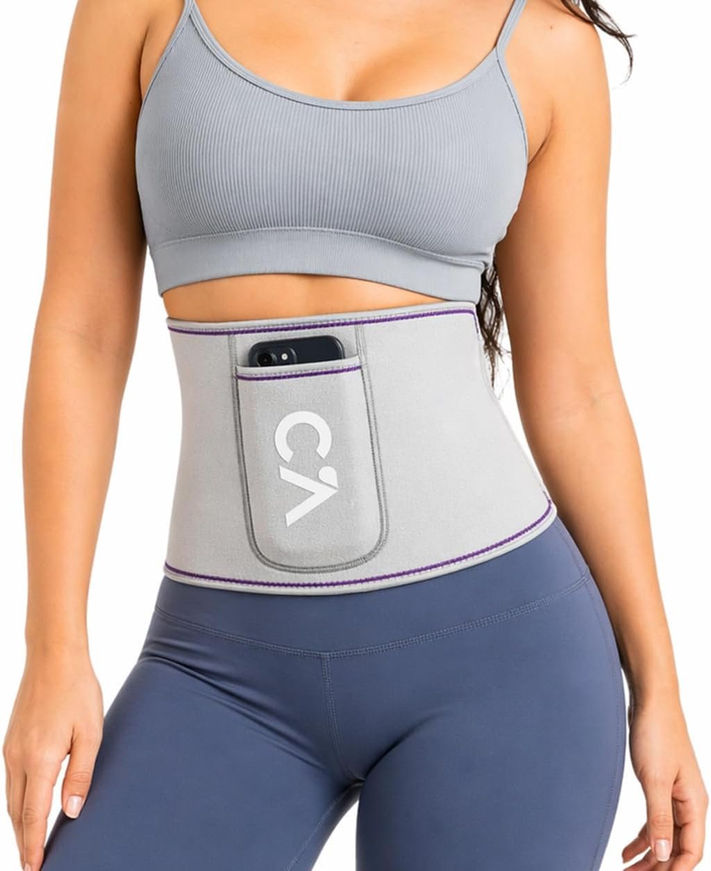 Waist Trimmer Belt for Women & Men – Silver Ion Sweat Belt, Anti-Slip Sauna Trainer, With Pocket & Precision Fit