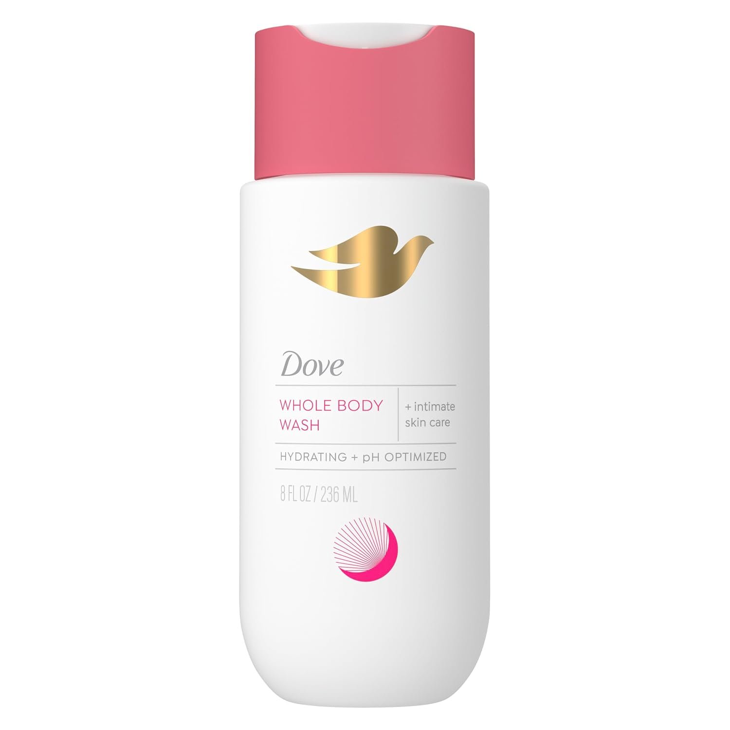 Dove Whole Body +Intimate Wash for Women, Unscented pH-optimized, 8 oz | For sensitive intimate skin, Helps moisturize skin, With hyaluronic acid
