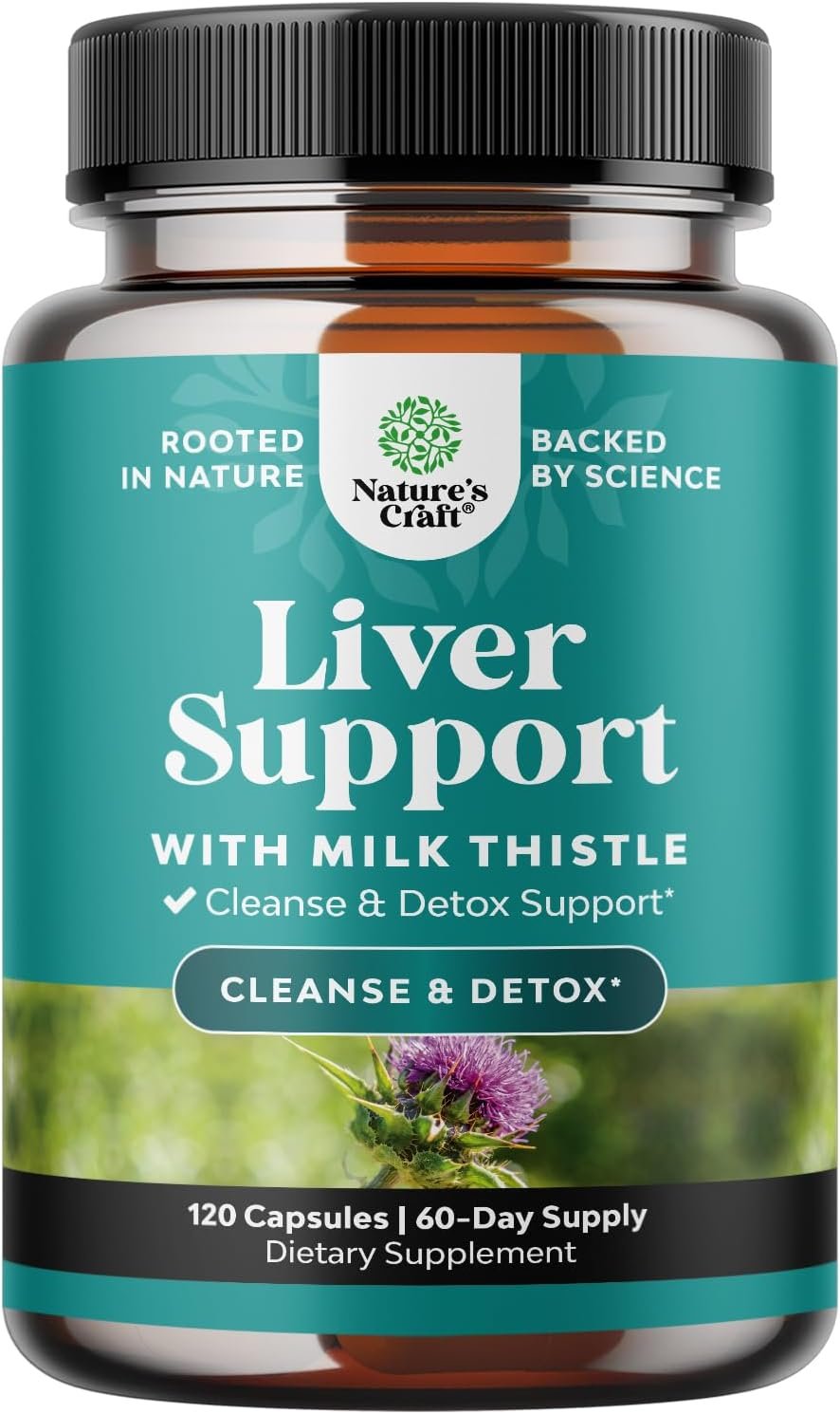 Liver Cleanse Support – Milk Thistle Supplement with Choline – 120 Count