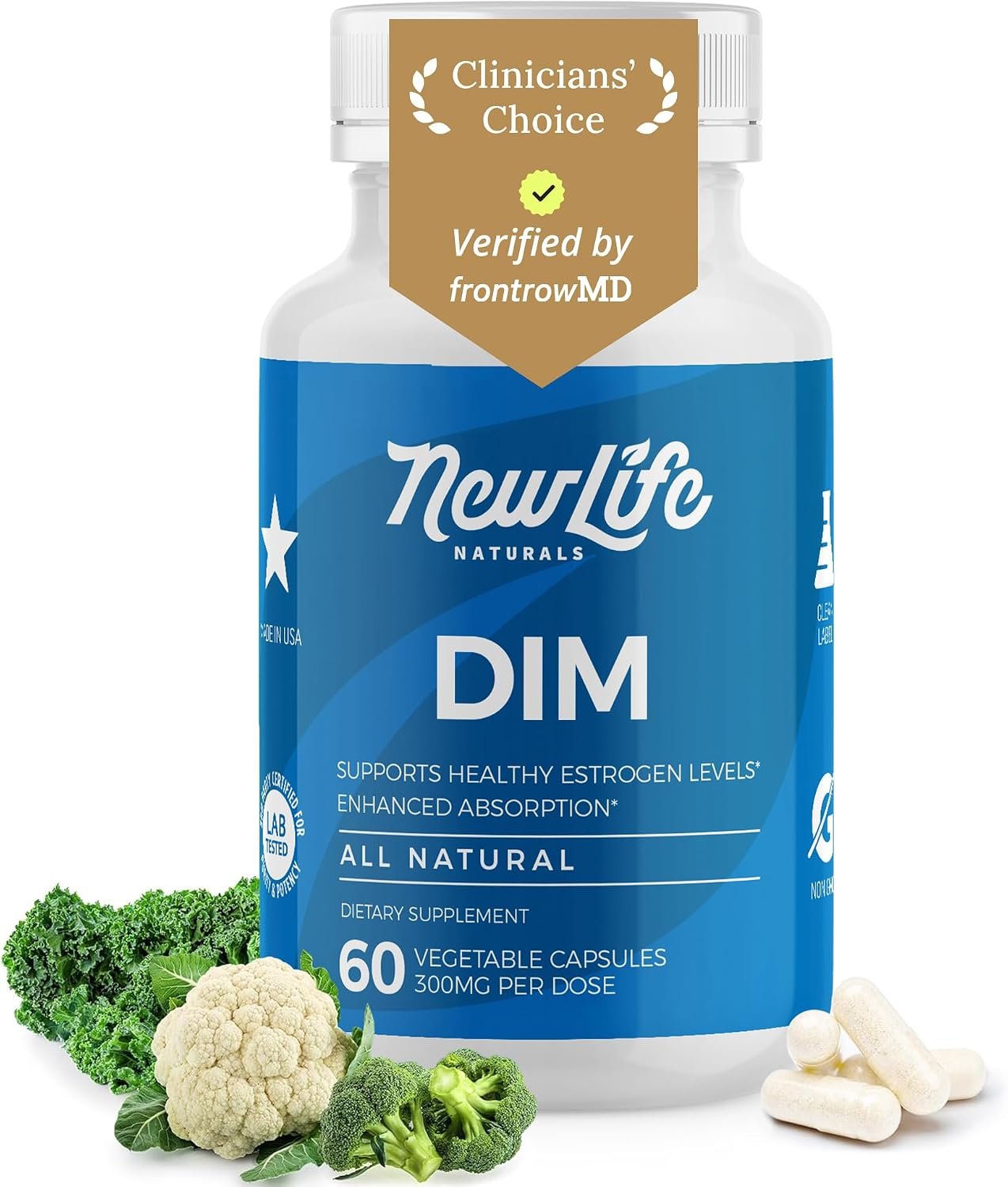 NewLife Naturals DIM Supplement – Hormone Balance for Women & Men, 60 Count | Estrogen Balance Support with Diindolylmethane & BioPerine Black Pepper Extract, 2-Month Supply