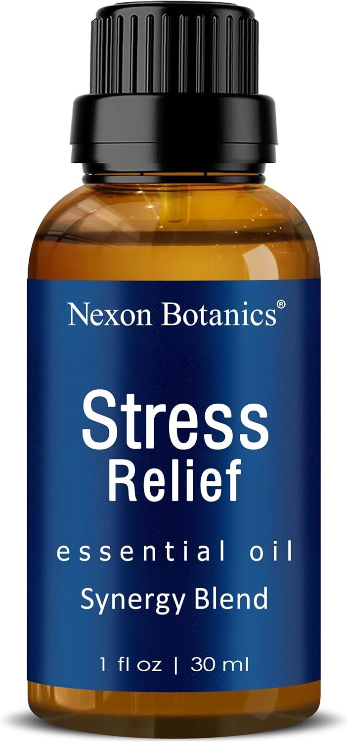 Stress Relief Essential Oil Blend 30 ml – Calming, Relaxing for Diffusers | Aromatherapy Blend with Lavender, Ylang-Ylang, Clary Sage, Frankincense and Geranium Oils – Nexon Botanics