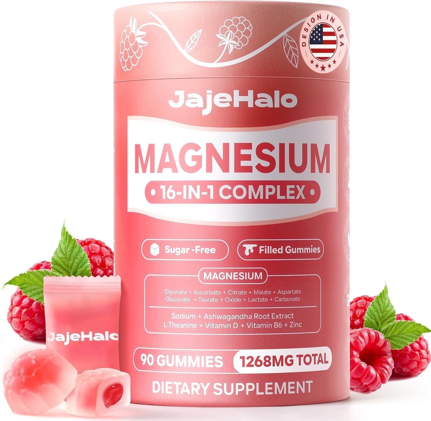 Magnesium Complex for Women Calm Magnesium Glycinate Gummies 400mg Individually Wrapped 16 in 1 90 Sugar-Free L-Threonate,Ashwagandha Root Extract,Vitamin B6,D3,Magnesium Supplement