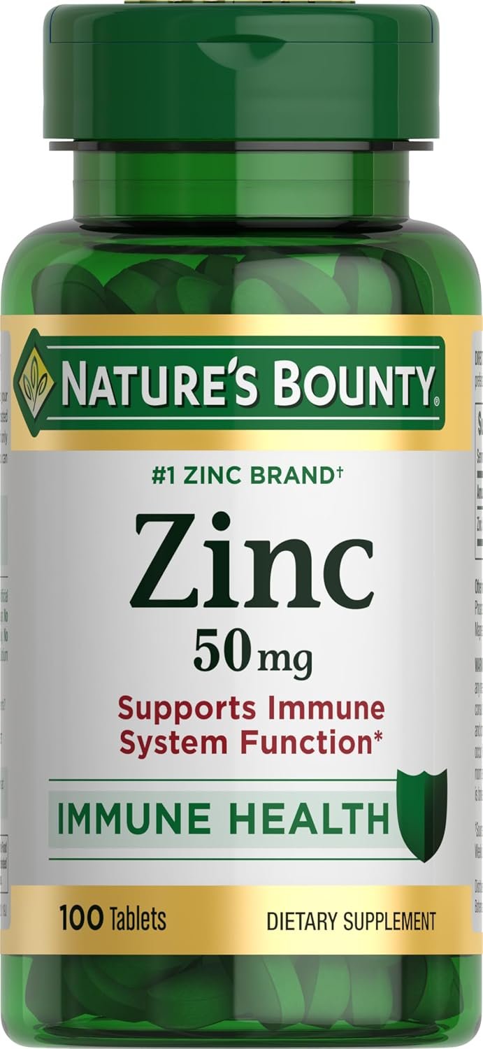 Nature’s Bounty, Zinc 50mg, Immune System Skin and Antioxidant Health Support, 100 Count