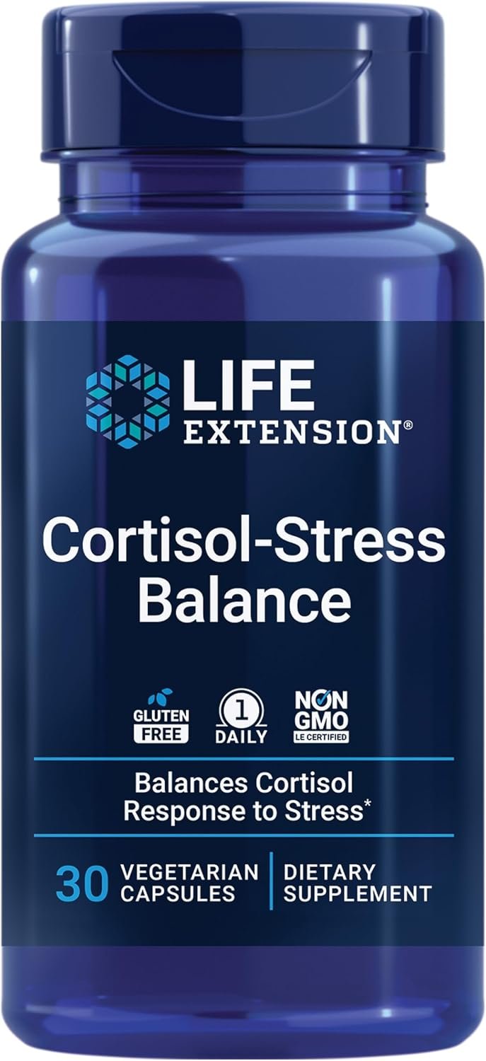 Life Extension Cortisol-Stress Balance, 30 Capsules | Relora Magnolia Bark, Green Tea & Lychee, Manage Stress & Healthy Cortisol Levels, Gluten-Free, Non-GMO & Vegetarian, 1 Daily