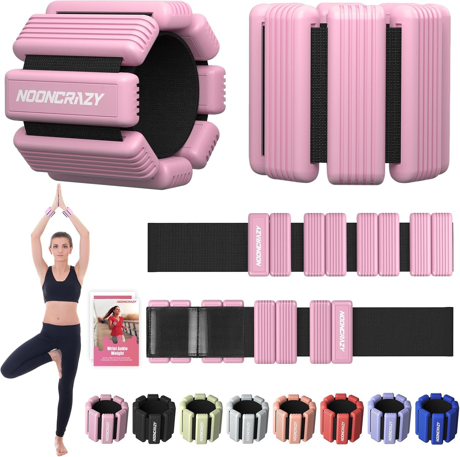 Pilates Wrist Ankle Weight for Women, Adjustable Weight Set of 2 | Soft Silicone, Strong Hook & Loop, Wearable Arm Leg Weight for Walking, Yoga, Barre, Strength Training at Gym & Home