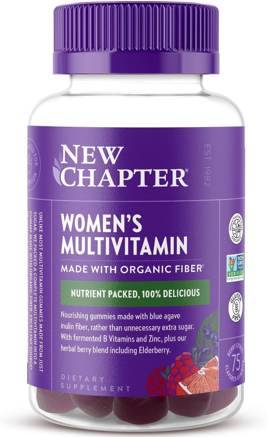 New Chapter Women’s Multivitamin Gummies, Berry-Citrus, 75 Count | 59% Less Sugar Women’s Gummy Vitamins with Vitamin C, D3, and Zinc for Immune Support, Non-GMO and Gluten Free
