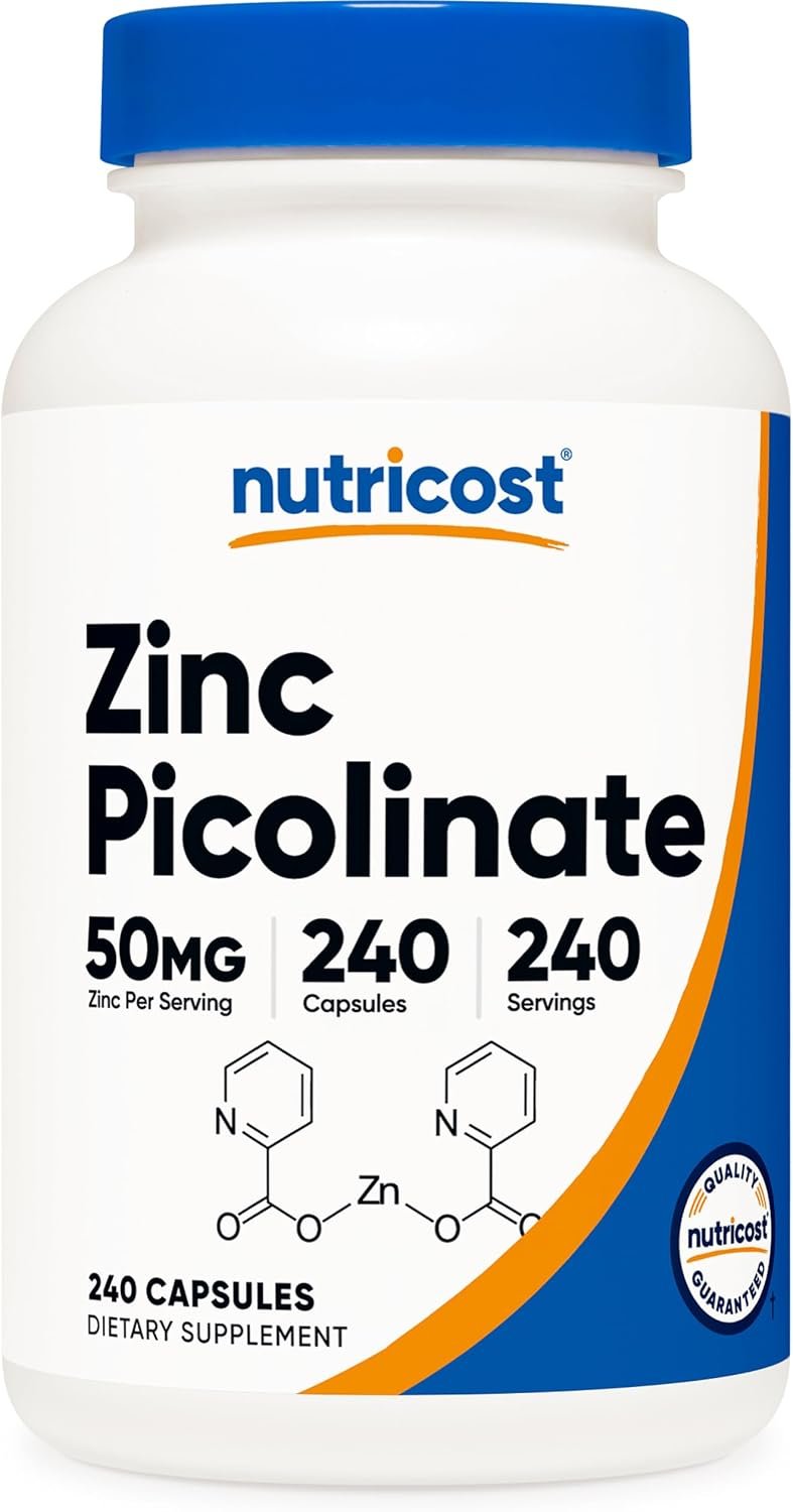 Nutricost Zinc Picolinate 50mg, 240 Vegetarian Capsules, Gluten Free | GMO-Free