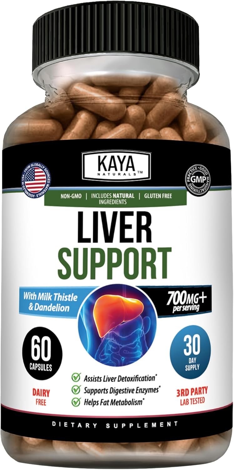 Kaya Naturals Liver Cleanse Detox & Repair, 60 Count | Herbal Liver Support Supplement for Women and Men -Milk Thistle, Artichoke Extract and Dandelion Root Capsules