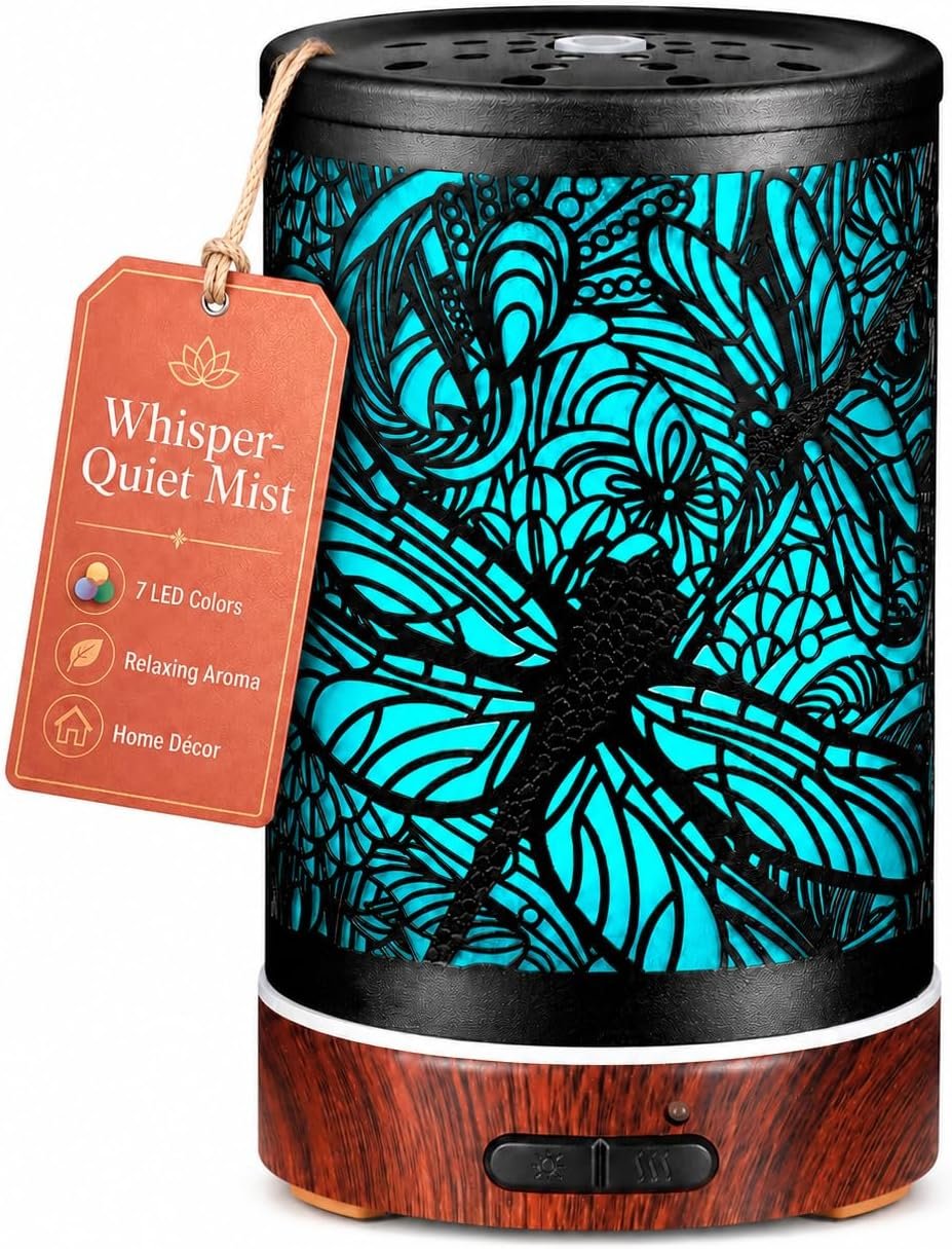 Essential Oils Diffuser,Aromatherapy Diffuser,Birthday for Women Mom Grandma,Metal Cool Mist Humidifier with 7 Colors Lights Waterless Auto Off Air Diffusers (Dragonfly) | Metal Cool Mist Humidifier with 7 Colors Lights Waterless Auto Off Air Diffusers Birthday Gifts for Grandma