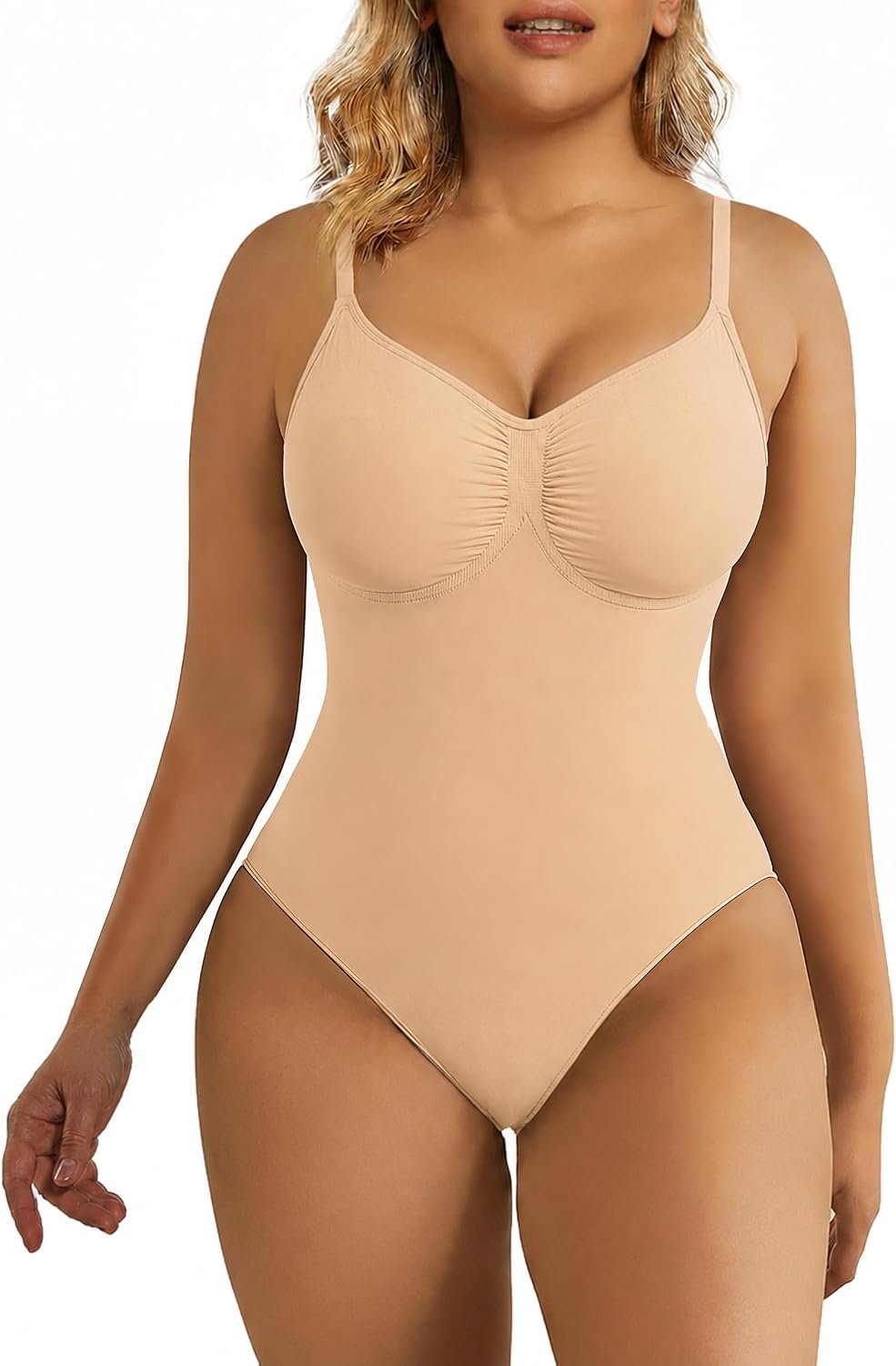 SHAPERX Women’s Tummy Control Shapewear Thong Bodysuit Seamless Waist Snatching Body Shaper