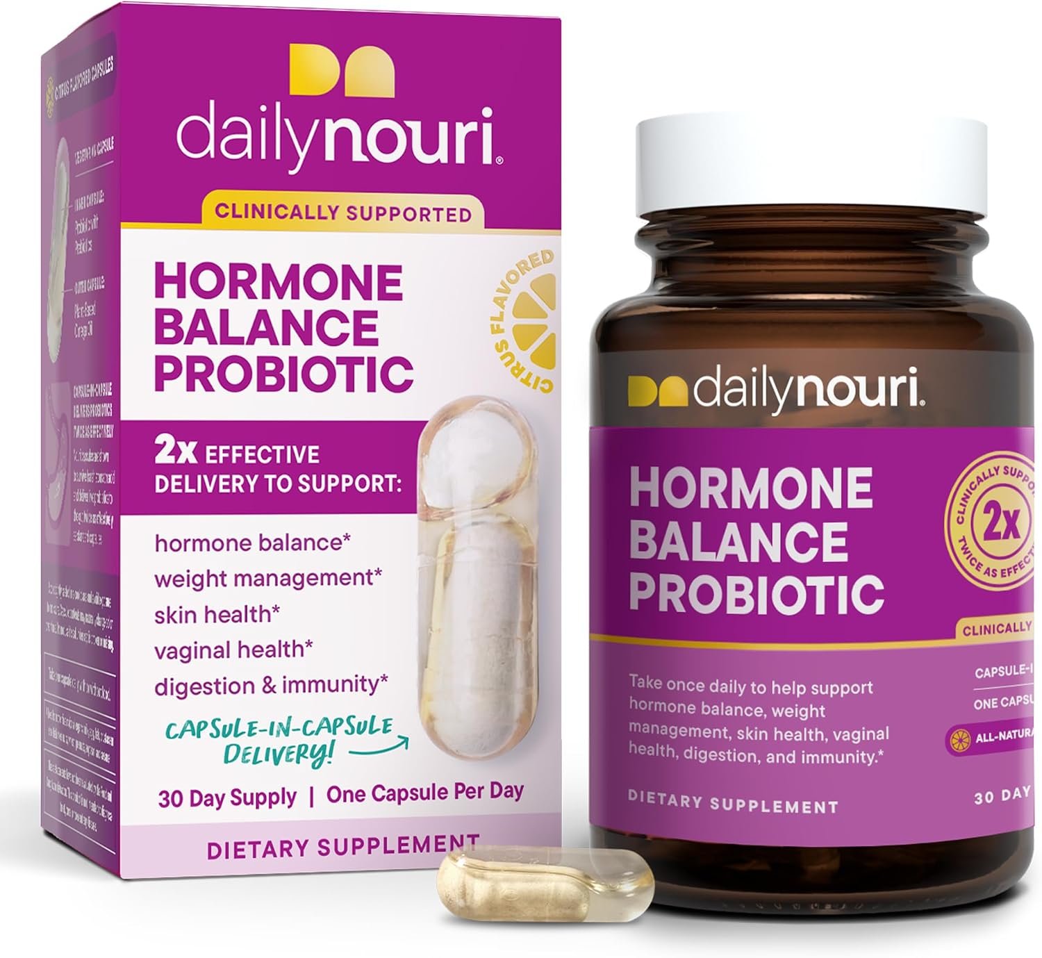 Daily Nouri Hormone Balance Probiotics for Women | Healthy Estrogen Metabolism, Hormone & Cycle Support | Gut-Hormone Support for PMS, Skin, Bloating & Perimenopause | 7 Studied Strains + Plant Omega