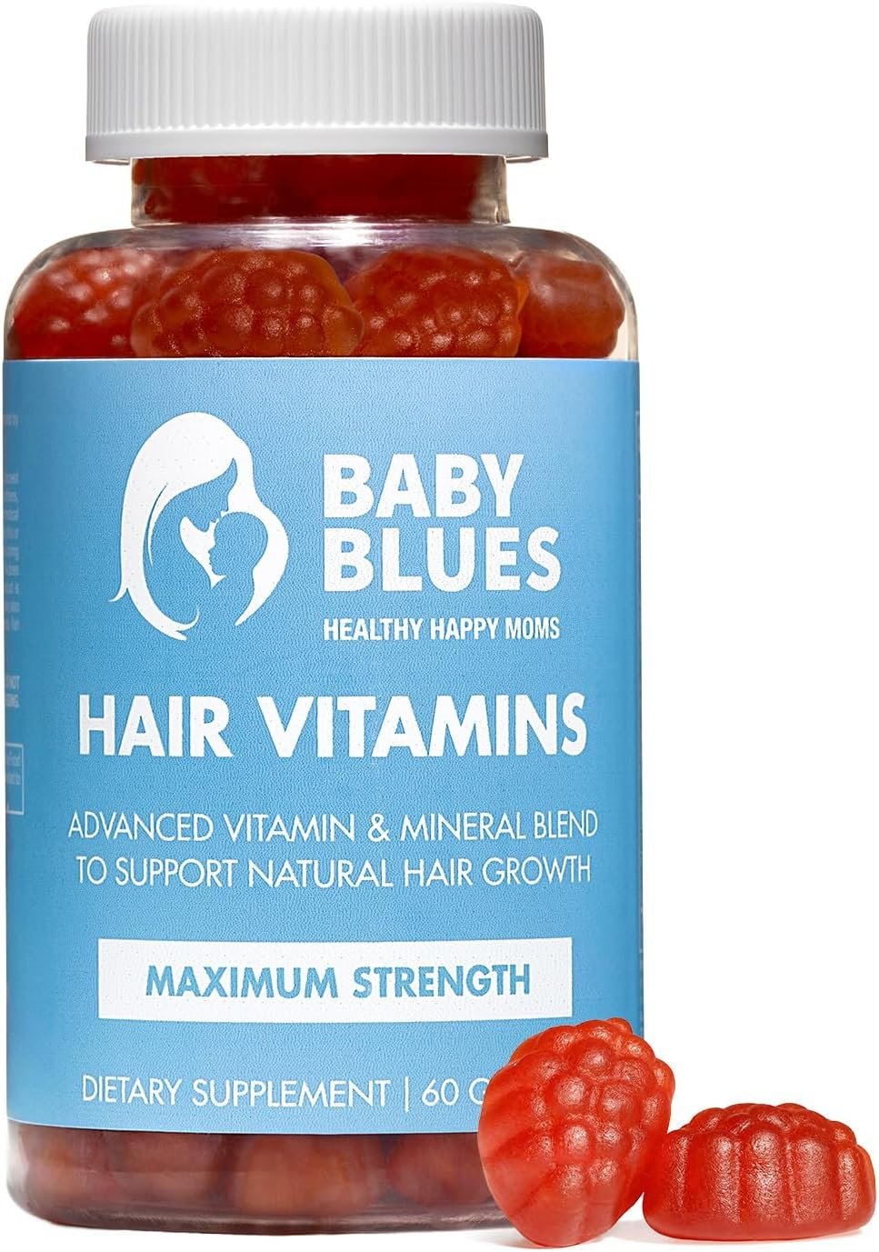 Baby Blues Postpartum Hair Loss Vitamins & Gummies for Women, Biotin & Collagen for Hair Growth Support, Thinning Hair Support, Thicker Fuller-Looking Hair, Hair Skin & Nails, Postnatal, 60 Count