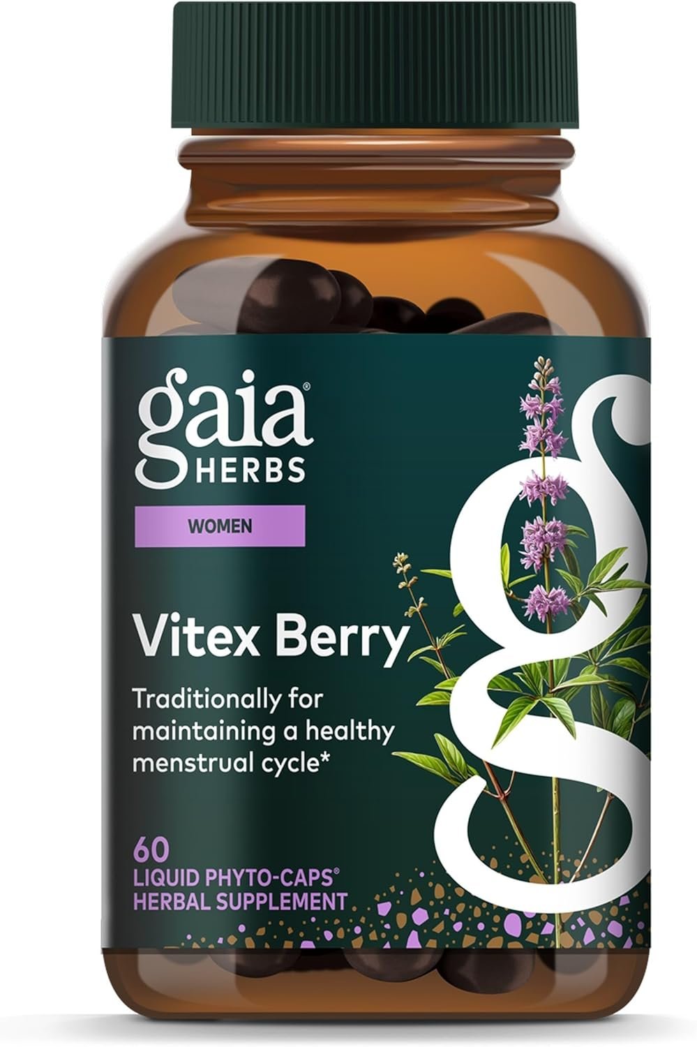 Gaia Herbs Vitex Berry 1000 mg, 60 Vegan Capsules, 30 Servings | Vitex Organic Chasteberry Traditionally Used to Support Hormone Balance for Women & Healthy Menstrual Cycle