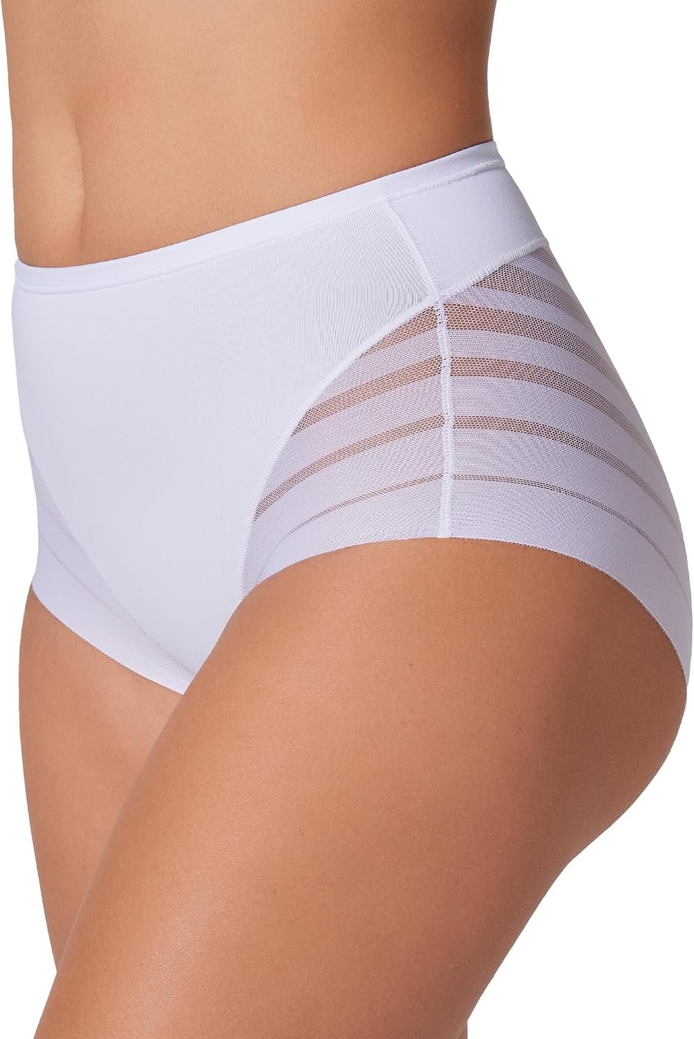 Leonisa High Waisted Invisible Tummy Control Shapewear for Women – Stripe Lace Ladies Underwear Panties