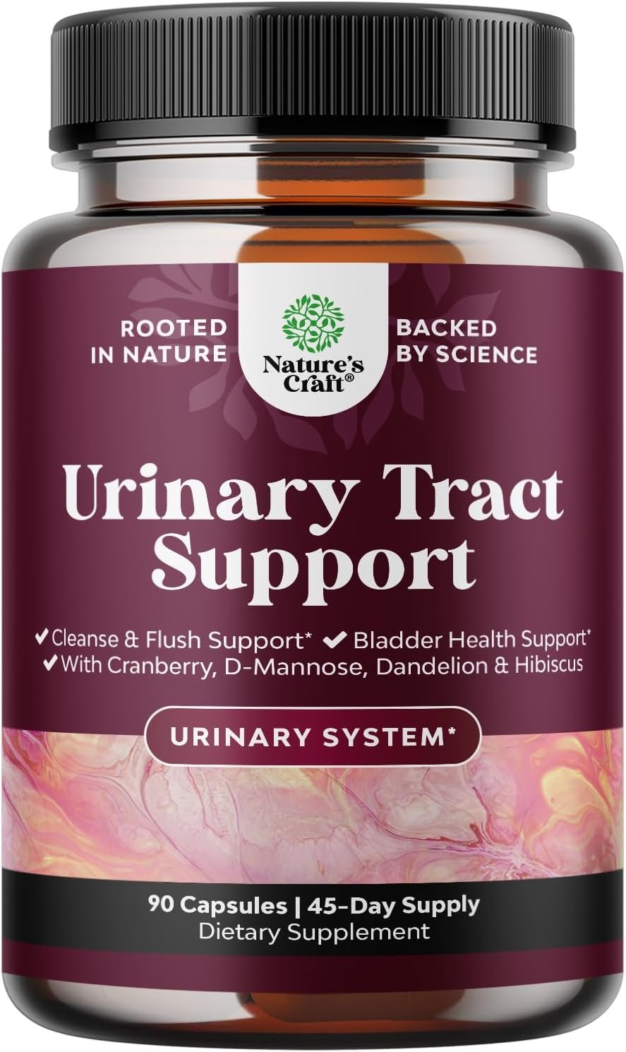 D Mannose Capsules for Urinary Tract Health – High Potency D-Mannose with Cranberry Juice Powder & Dandelion for Urinary Tract Health for Women Fast Acting Super Concentrated Cranberry – 90 Count