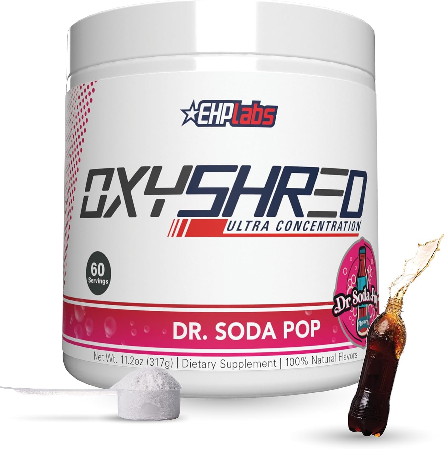 EHP Labs OxyShred Thermogenic Fat Burner – Pre-Workout Powder with L-Glutamine, Acetyl L-Carnitine, Metabolism Booster, Weight Loss, Appetite Control, Energy Drink, Dr. Soda Pop, 60 Servings