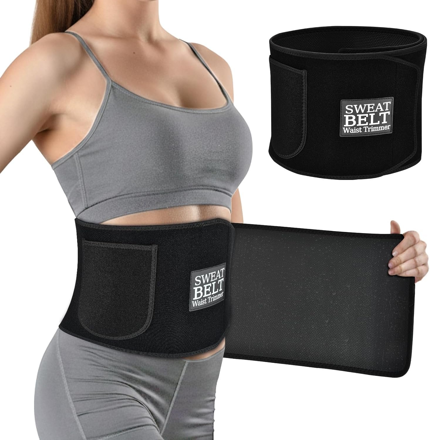 LKV Waist Trainer for Women Lower Belly Fat | Neoprene Sweat Band for Women with Pocket, Stomach Wrap for Gym, Running, Fitness, Office