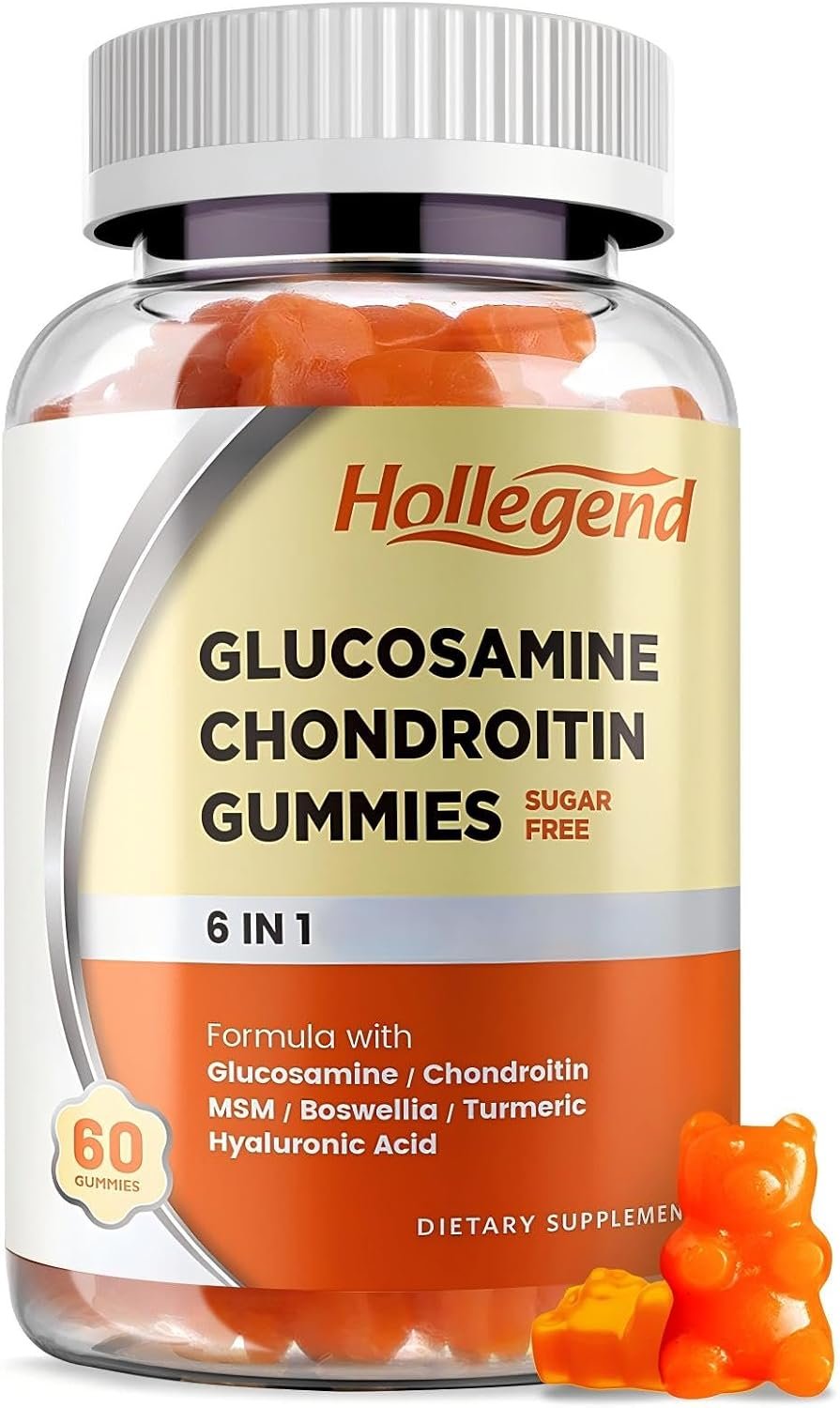 Glucosamine Chondroitin Gummies Sugar Free, 60 Count | Glucosamine Supplement for Adults Men & Women