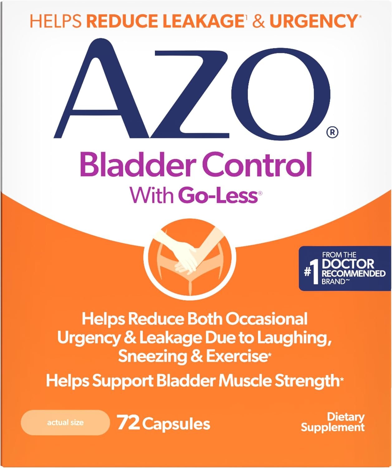 AZO Bladder Control with Go-Less Daily Supplement for Men & Women, 72 Ct | Drug-free Bladder Support Pills, Reduces Occasional Urgency & Leakage, Supports Bladder Function*, Pumpkin Seed Extract