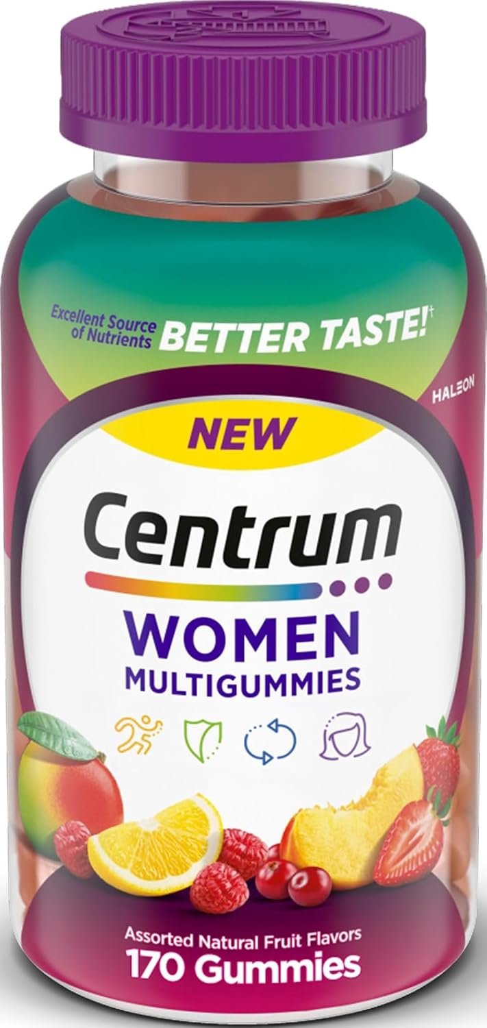 Centrum MultiGummies for Women 18 and Over, 170 Count | Contains Vitamin D3, B Vitamins and Antioxidant Vitamins C and E, Gluten Free, Non-GMO Ingredients, GLP-1 Support