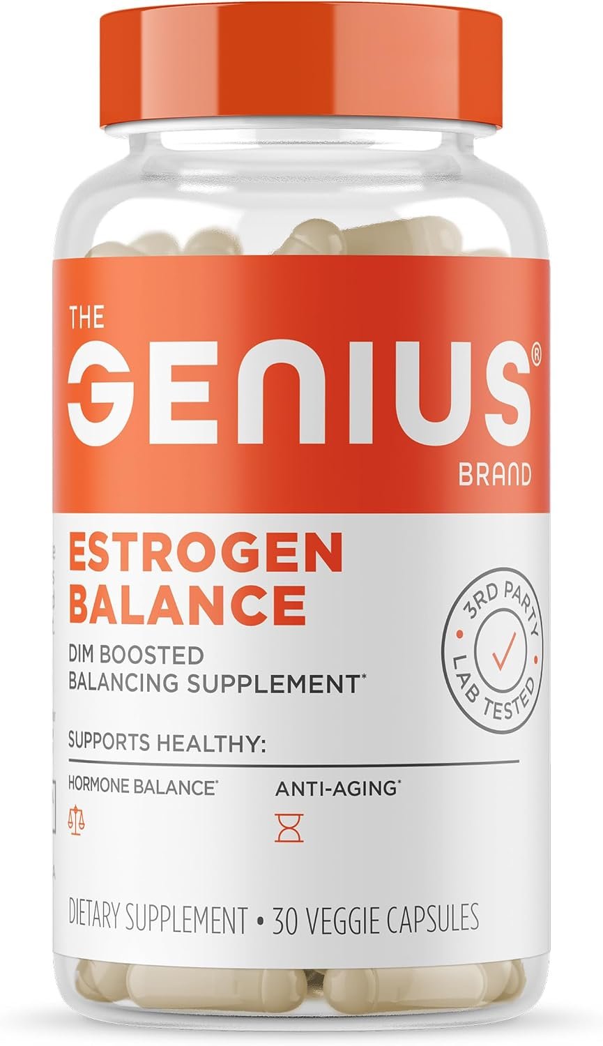 Genius Estrogen Balance, Dim Supplement – Blocker for Men & Women – Hormones, Hormonal Acne & Menopause – Aromatase Inhibitor with Grape Seed Extract & BioPerine – 30 Capsules | Hormone Balance for Men and Women with Grape Seed Extract and BioPerine, Aromatase Inhibitor for Acne Support