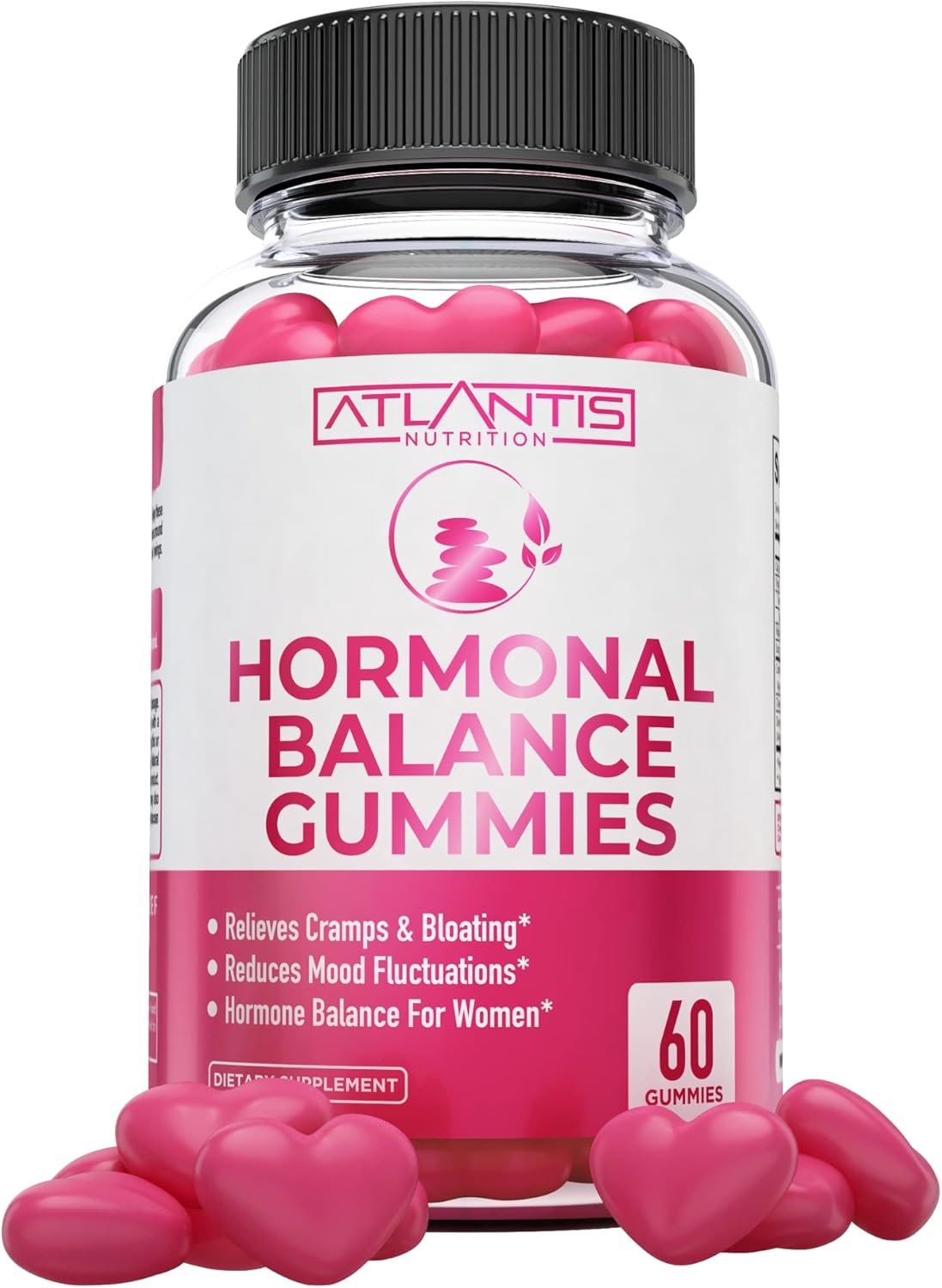Atlantis Nutrition Hormonal Balance for Women & PMS Relief Gummies – Alleviates Cramps, Bloating, Mood Swings, Hot Flashes & Night Sweats – Cranberry, Dong Quai & Chasteberry Menstrual Cramp Relief