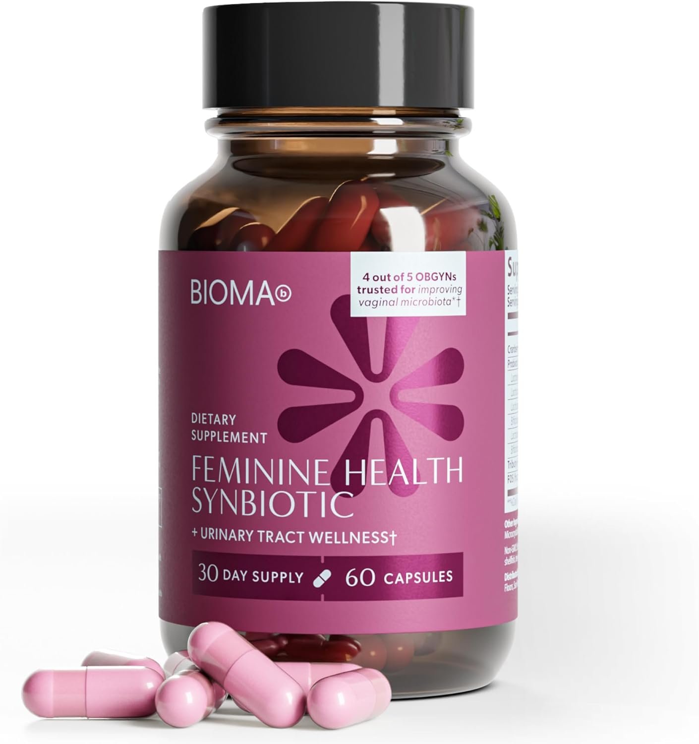 BIOMA Feminine Health Synbiotic – Women’s Health Supplement for Healthy Vaginal pH, Urinary Tract & Digestive Support – with Probiotics, Cranberry & Tributyrin – 60 Capsules (30-Day Supply)