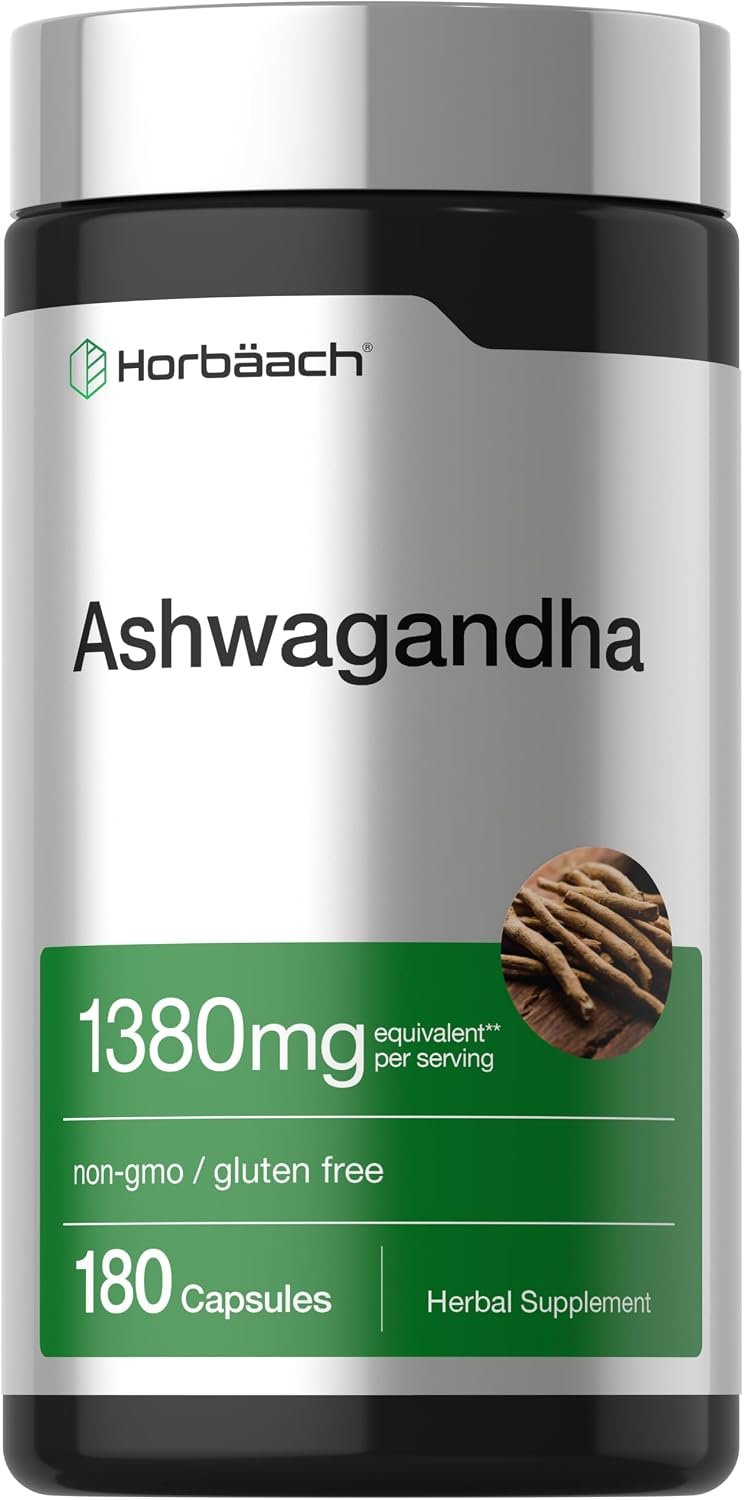 Horbäach Ashwagandha Root Supplement | 180 Capsules | for Women and Men | Herbal Extract | Non-GMO, Gluten Free