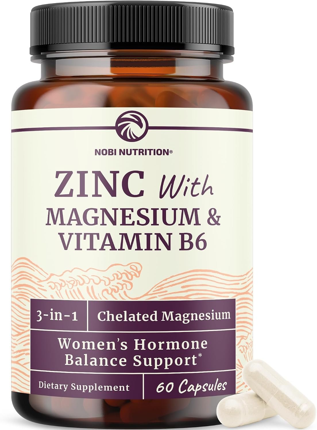 Zinc and Magnesium Supplement with Vitamin B6, Women’s Hormone Balance | Menstrual Cycle & Immune Support, High Absorption Chelated Magnesium Glycinate with Zinc Picolinate and Vit B6, 60 Capsules