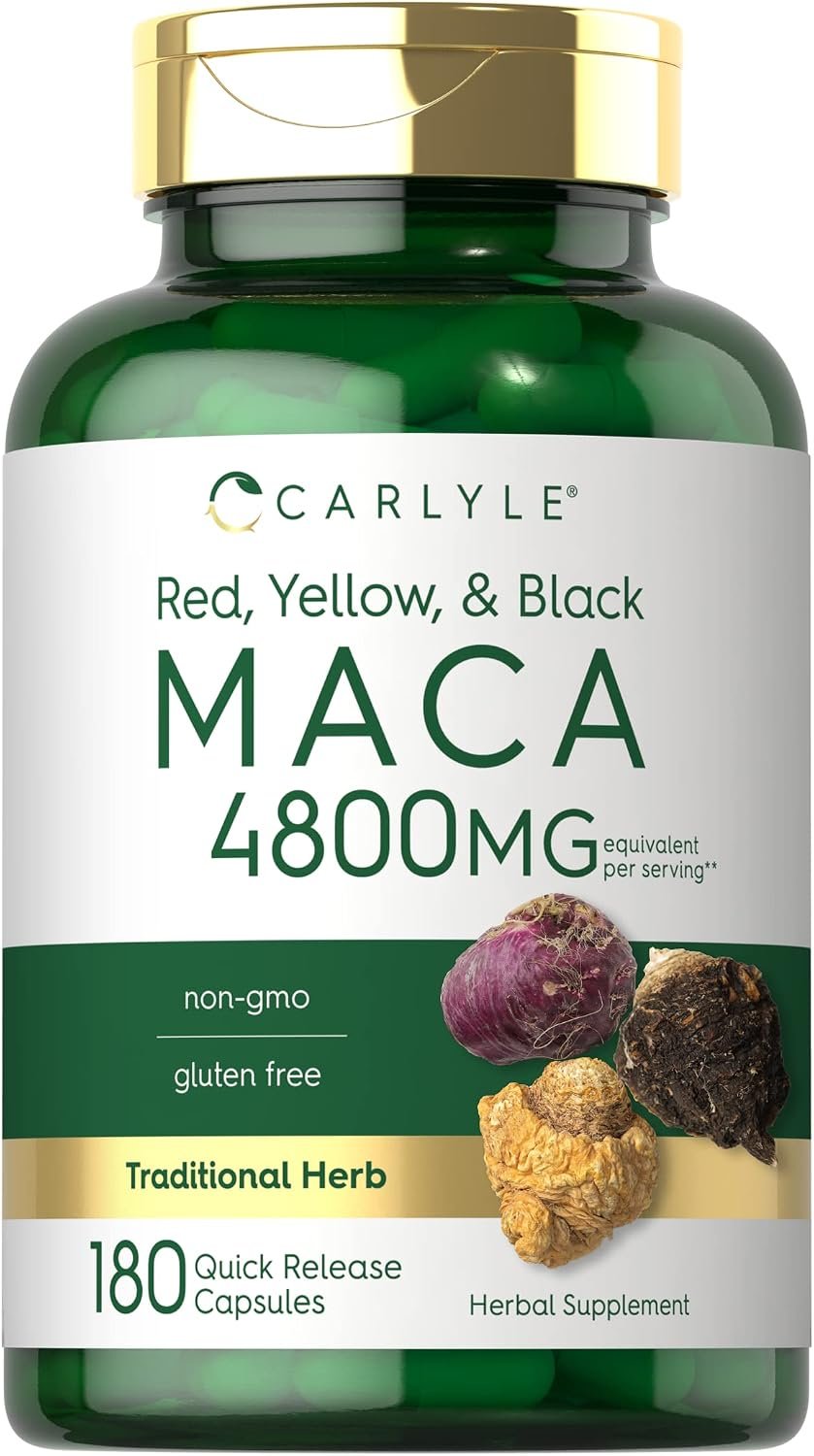 Carlyle Maca Root Capsules for Women & Men | 180 Count | High Potency Extract | Non-GMO & Gluten Free Supplement