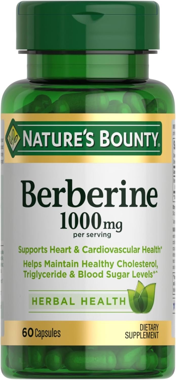 Nature’s Bounty Berberine 1000mg Capsules, 60 Count
