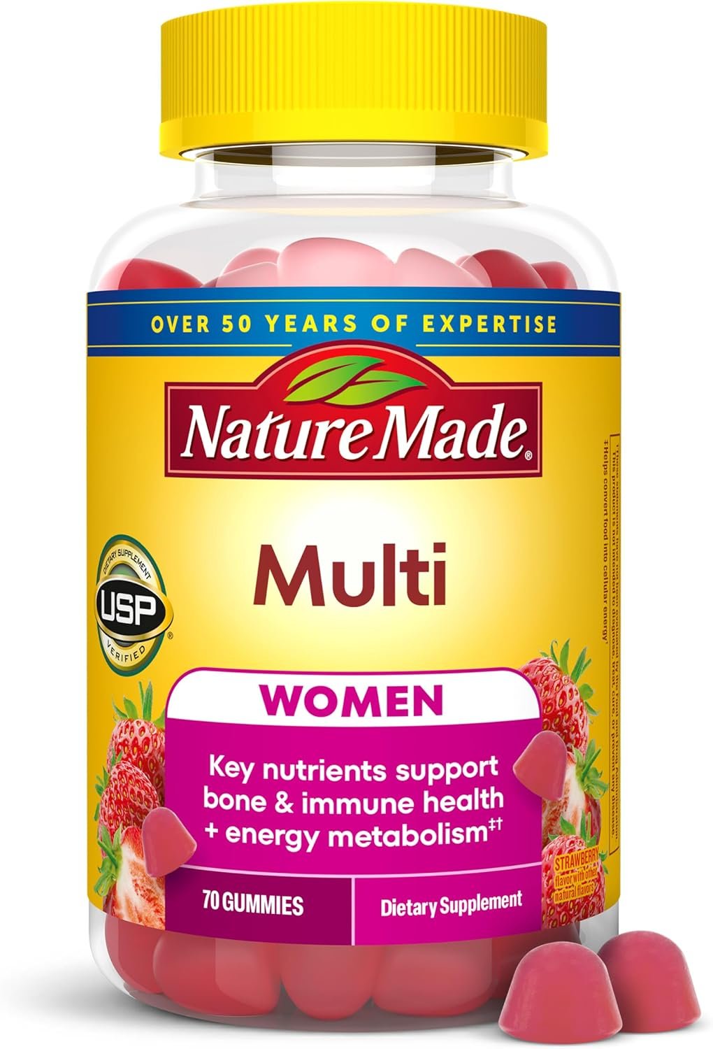 Nature Made Multivitamin for Women, 70 Multi Vitamin Gummies | Womens Gummy Multivitamins for Daily Nutritional Support, Strawberry Flavored, 35 Day Supply