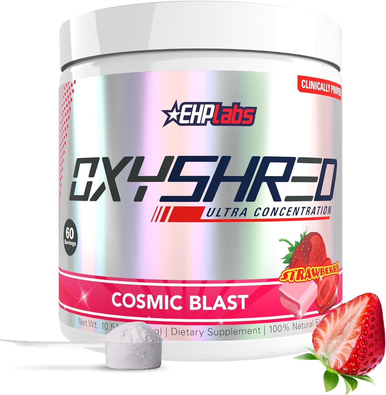 EHP Labs OxyShred Pre Workout Powder – Preworkout Powder with L Glutamine & Acetyl L Carnitine, Energy Boost Drink – Cosmic Blast, 60 Servings