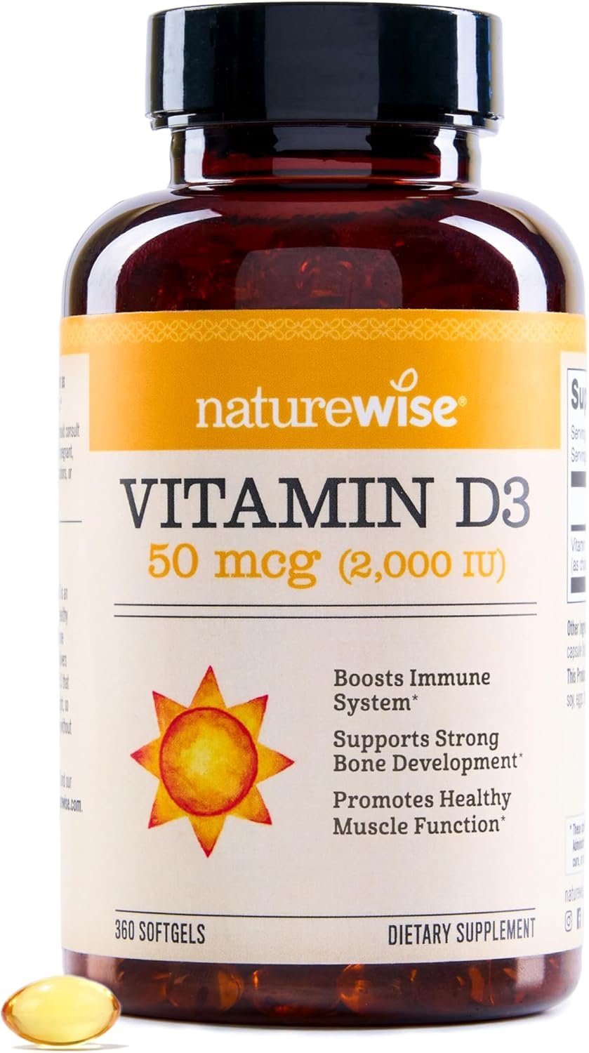 NatureWise Vitamin D3 2000IU Supplement, Immune Support, 360 Mini Softgels | Vitamin D 50 mcg – Organic Extra Virgin Olive Oil – Muscle & Bone Support – Gluten Free & USA Manufactured – 1-Year Supply