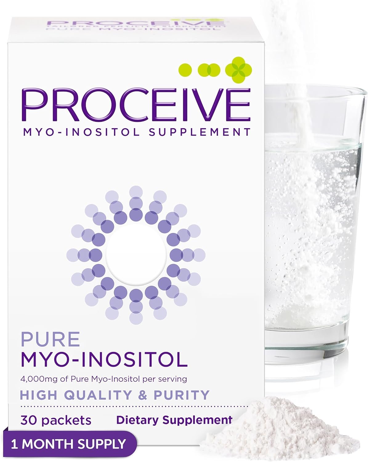 Proceive Myo Inositol Powder Drink Mix for Women, Unflavored, 30 Packets | 4000mg High Strength Myo Inositol Supplement, Reproductive Wellness Support, Vegan, Gluten Free