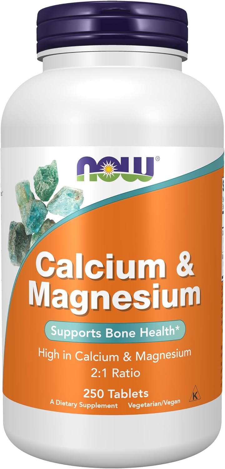 NOW Foods Supplements, Calcium & Magnesium 2:1 Ratio, High Potency, Supports Bone Health*, 250 Tablets