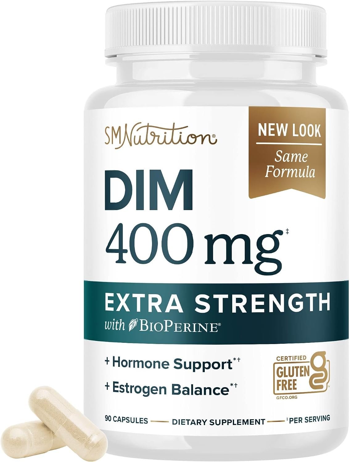 DIM Supplement 400MG Extra Strength, Hormone Balance for Men & Women, 90 Ct | Menopause Acne Hot Flashes Prostate & Antioxidant Support, Third-Party Tested, Non-GMO, Soy-Free, Gluten-Free, 90 Capsules
