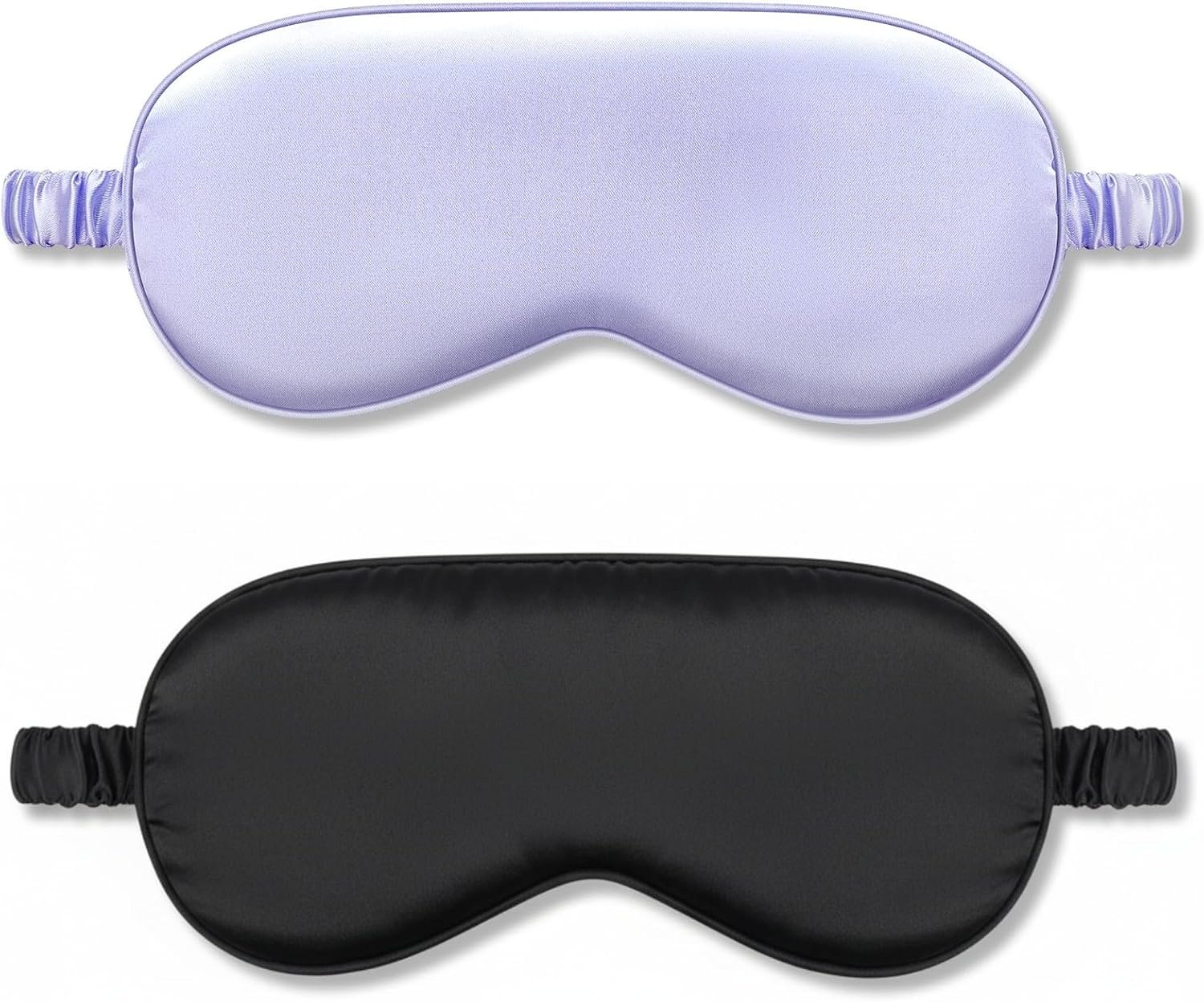 IEKEODI 2 Pack Silk Sleep Masks, Light Blocking Eye Masks, Black & Purple | Silky Soft Feel, Light Blocking Design, Gentle Elastic Fit, Breathable Comfort for Sleep, Travel and Naps