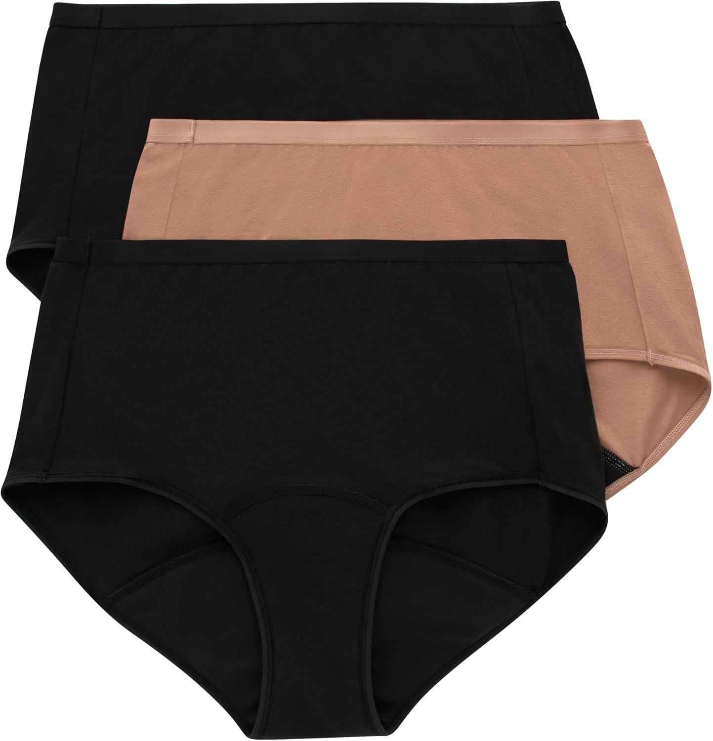 Hanes Women’s Comfort, Period. Underwear, Bikini Period Underwear, Super Leaks Period Underwear, 3-pack