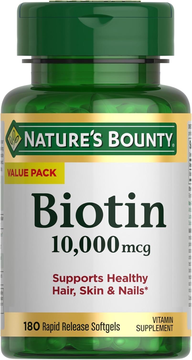 Nature’s Bounty Biotin Hair Skin and Nails Vitamins, 180 Softgels