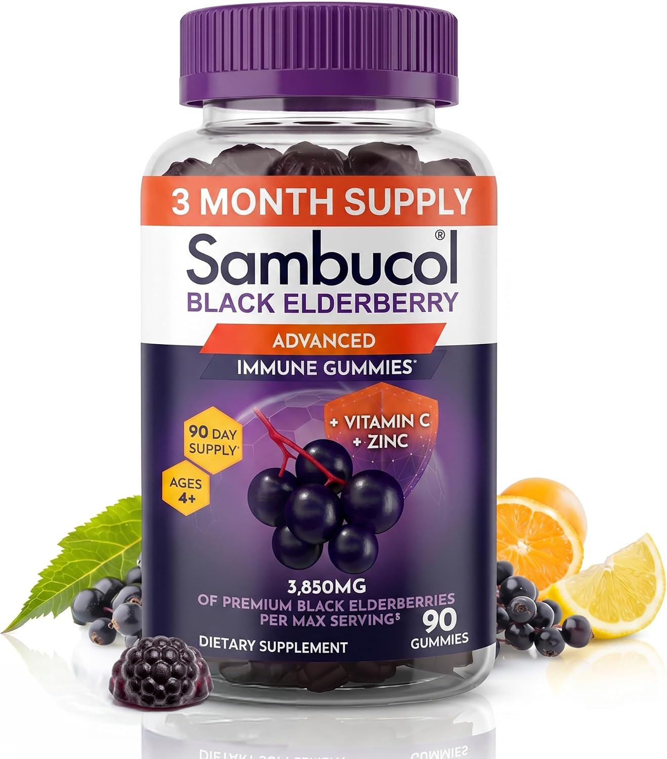 Sambucol Elderberry Gummies – Immune Support Supplement – 90 Count