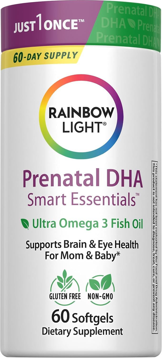 Rainbow Light Prenatal DHA Vitamins for Women | 60 Softgels | Omega 3 Fish Oil (DHA & EPA) | Supports Mom & Baby’s Health from Conception to Nursing