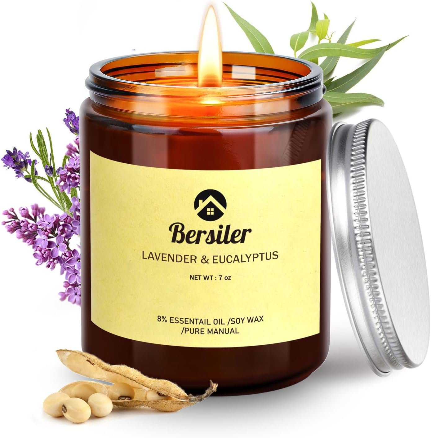 Scented Candles, Lavender Eucalyptus Candles, Soy Wax Candle | Stress Relief and Relax Aromatherapy Candle for Home Bathroom, Candles Gift for Women Birthday Christmas, 7oz
