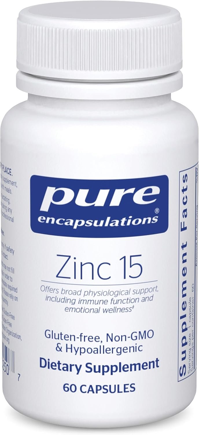 Pure Encapsulations Zinc 15 mg, 60 Capsules | Zinc Picolinate Supplement for Immune System Support, Growth and Development, Supports a Healthy Mind Set