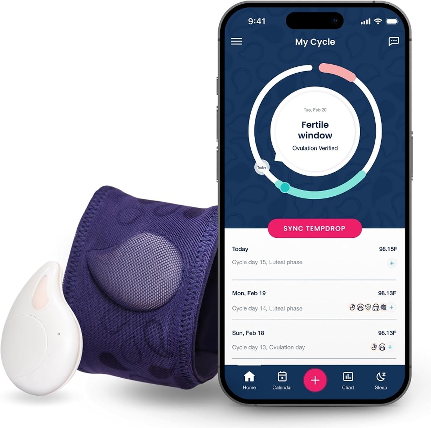 Tempdrop Wearable Fertility Monitor for Women Ovulation Tracker BBT | Basal Body Temperature Monitor to Help Get Pregnant – Sleep Sensor with App for Fertility, Hormone, Period, Cycle Tracking